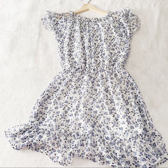 Off Shoulder Floral Print Fit & Flare Short Sleeve Dress - Picture 2 of 11